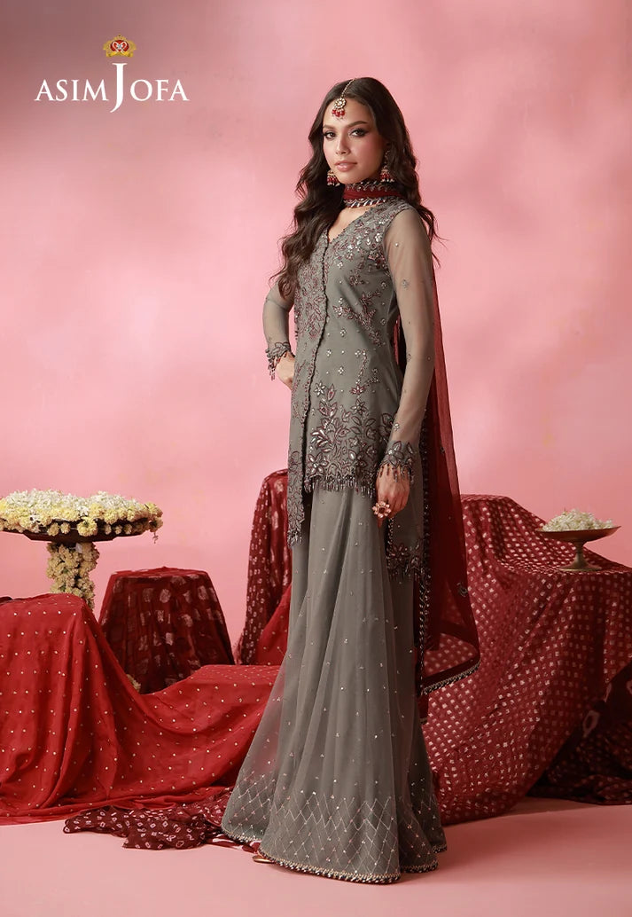AJUFC-14  Embroidered Poly Net Unstitched 3 Pcs | ASIM JOFA