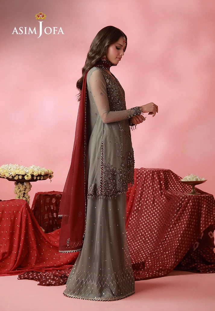 AJUFC-14  Embroidered Poly Net Unstitched 3 Pcs | ASIM JOFA