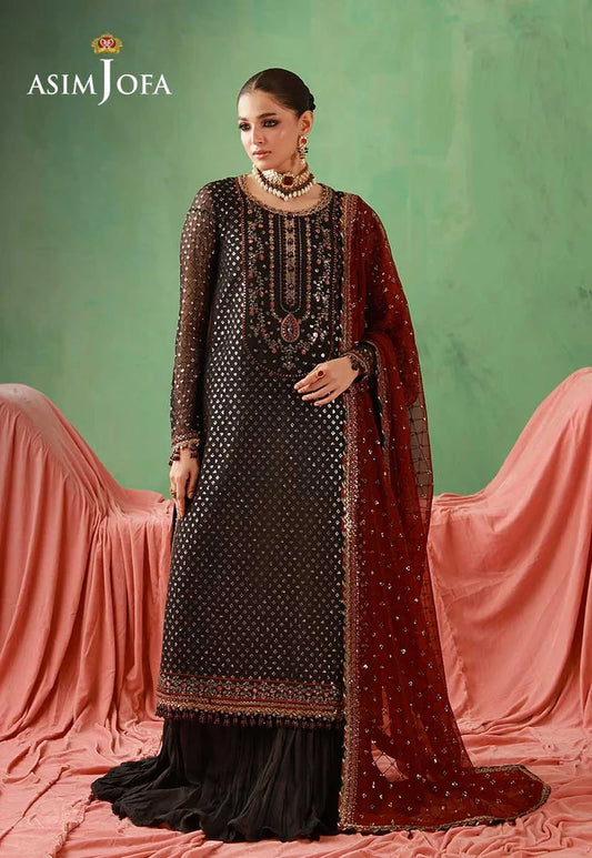 AJULFH-01 Embroidered Chiffon Unstitched 3 Pcs | ASIM JOFA