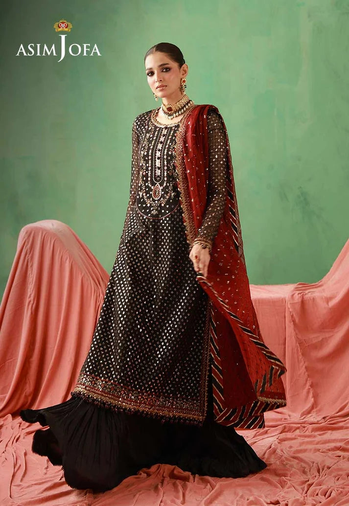 AJULFH-01 Embroidered Chiffon Unstitched 3 Pcs | ASIM JOFA