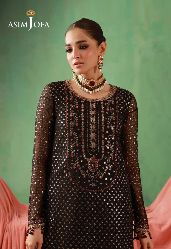 AJULFH-01 Embroidered Chiffon Unstitched 3 Pcs | ASIM JOFA