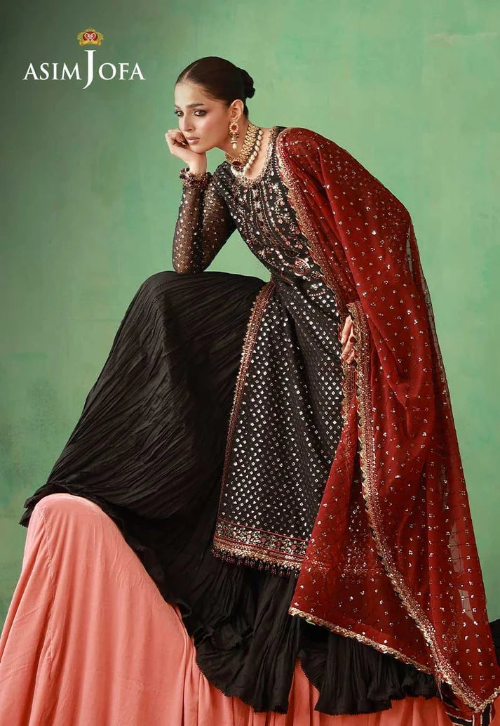 AJULFH-01 Embroidered Chiffon Unstitched 3 Pcs | ASIM JOFA