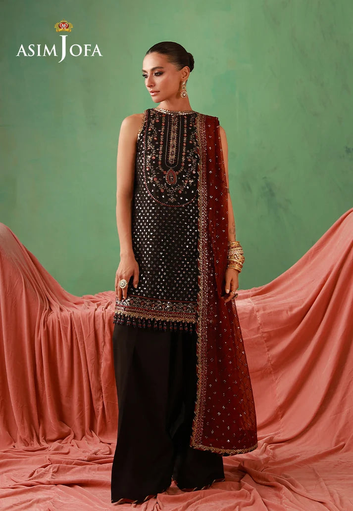 AJULFH-01 Embroidered Chiffon Unstitched 3 Pcs | ASIM JOFA