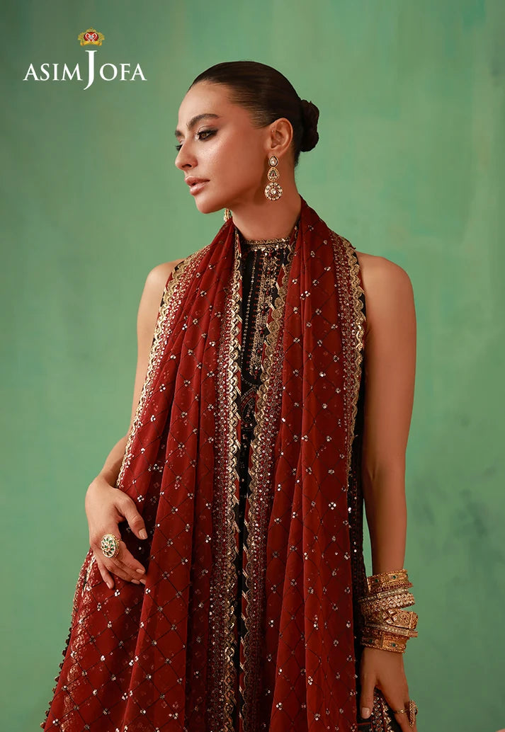 AJULFH-01 Embroidered Chiffon Unstitched 3 Pcs | ASIM JOFA