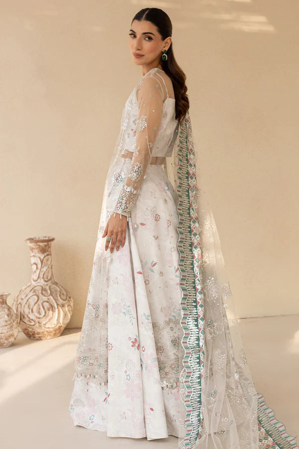 Farasha Moonlight Mist | Luxury Embroidered Net Formal Suit