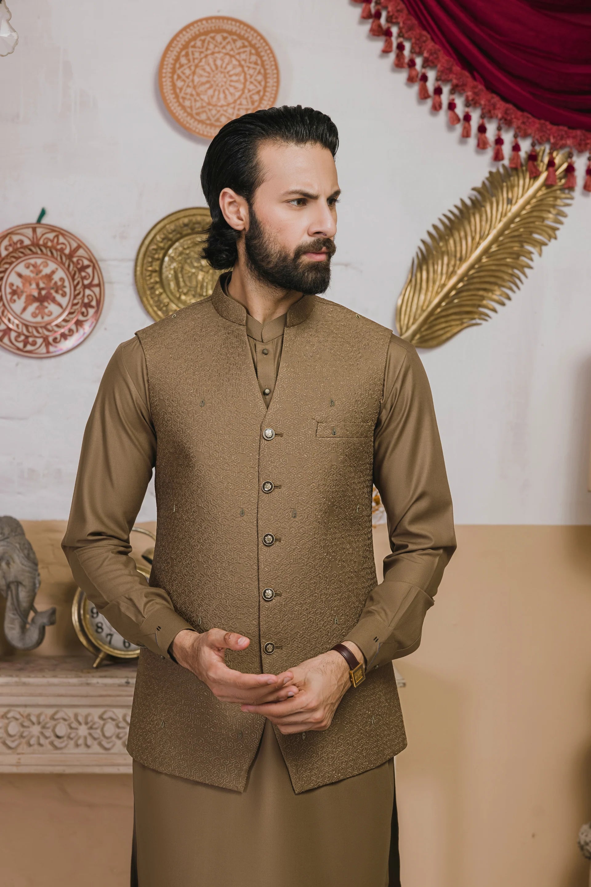 Nayab Wash & Wear With Waistcoats D-03 | Chawla Fabrics