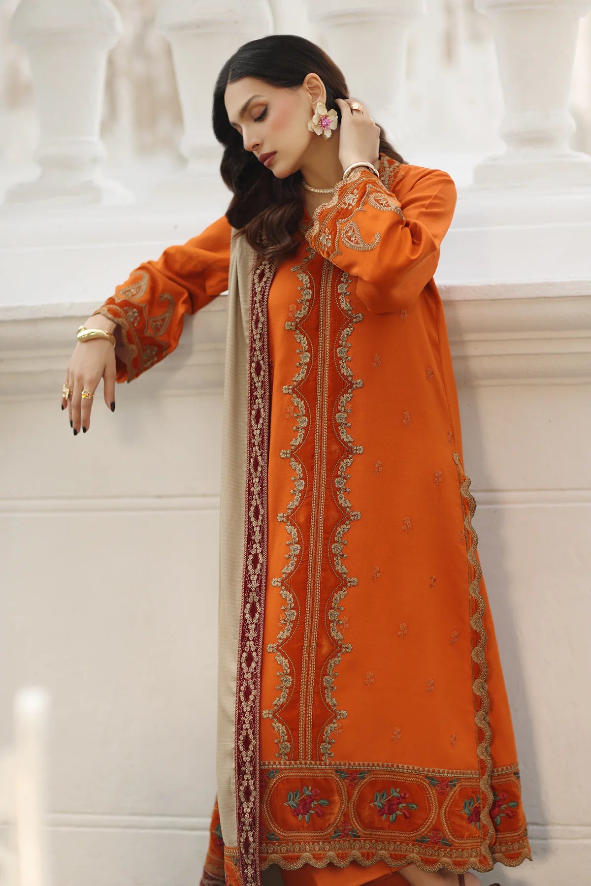 New 3-PC Unstitched Peach Leather with Velvet CSW5-03