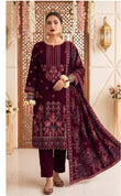 Bin Rashid Micro Velvet Heavy Embroidered 3-Piece Suit | Bristal Party Wear DN-01