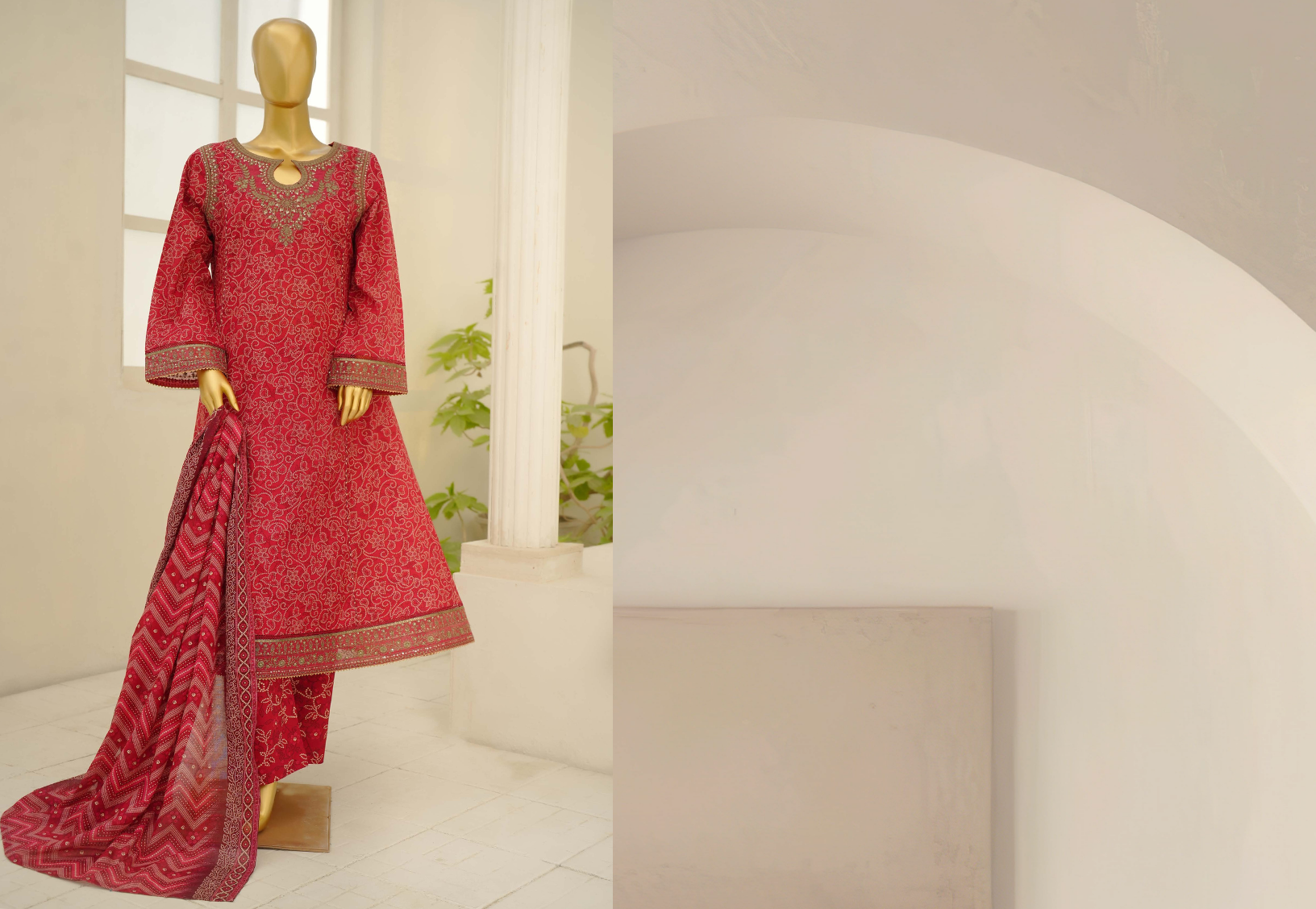 3 Piece Embroidred Stitched Lawn Frock with Trouser & Dupatta | BS-02