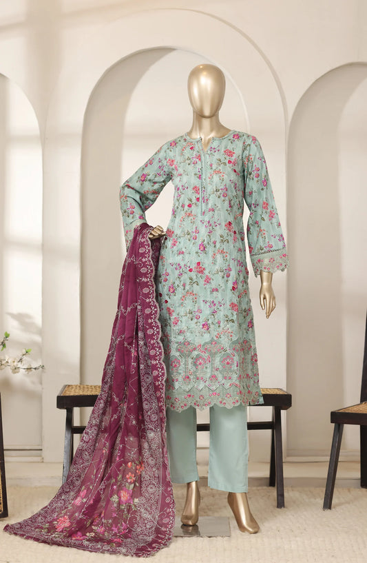 Bin Saeed 3 Piece Embroidered Lawn Shirt with Trouser & Embroidered Dupatta | 02