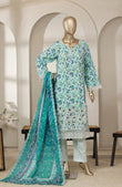 Bin Saeed 3 Piece Embroidered Lawn Shirt with Trouser & Embroidered Dupatta | 03
