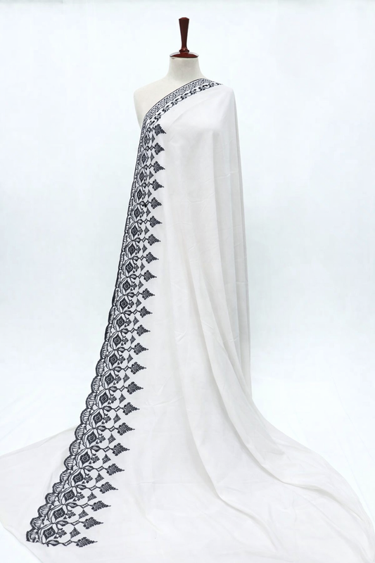 Premium Embroidered Lawn Shawl – Elegant Soft Fabric with Fancy Border