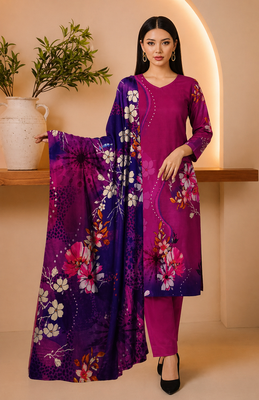 D-18 | 3 Piece Unstitched Digital Printed Lawn - Bari Eid Ki Bari Sale