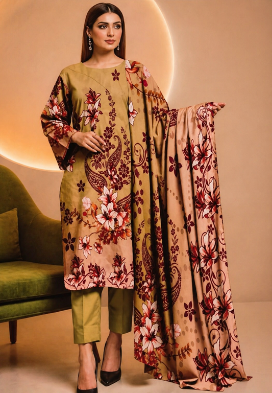 D-14 | 3 Piece Unstitched Digital Printed Lawn - Bari Eid Ki Bari Sale