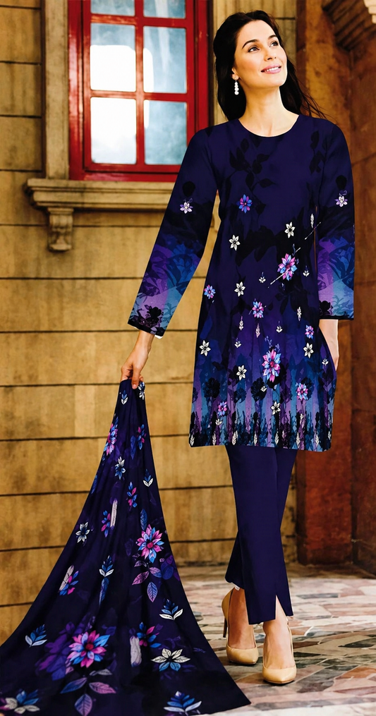 D-11 | 3 Piece Unstitched Digital Printed Lawn - Bari Eid Ki Bari Sale