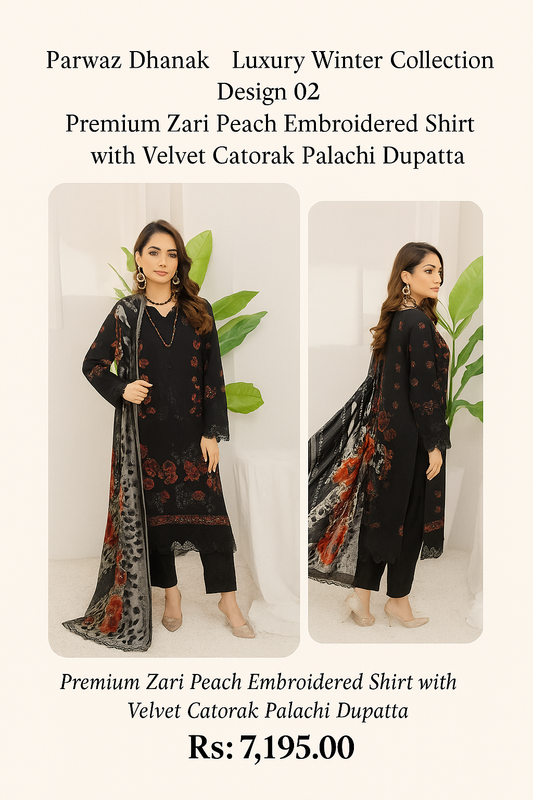 🖤 Parwaz   by Riaz Arts Dhanak Luxury Winter Collection – Design 02