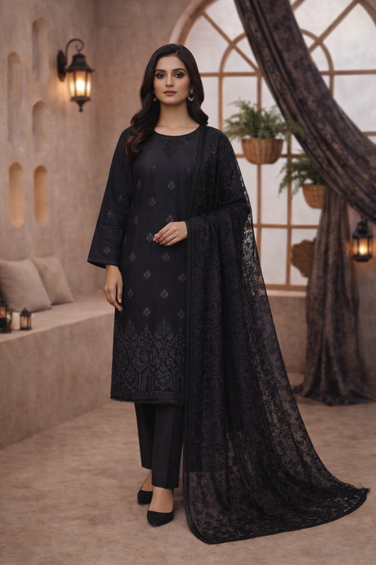 D-7406 Zaraa By Raikhta | Embroidered Lawn 3PC Unstitched Suit.