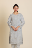 BINT-E-SAEED Luxe: Silver Moonlight Embellished Frock