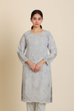 BINT-E-SAEED Luxe: Silver Moonlight Embellished Frock