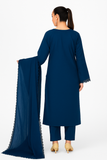 Riaz Arts Haya Luxury Winter Collection Blue Embroidered Suit with Wool Shawl