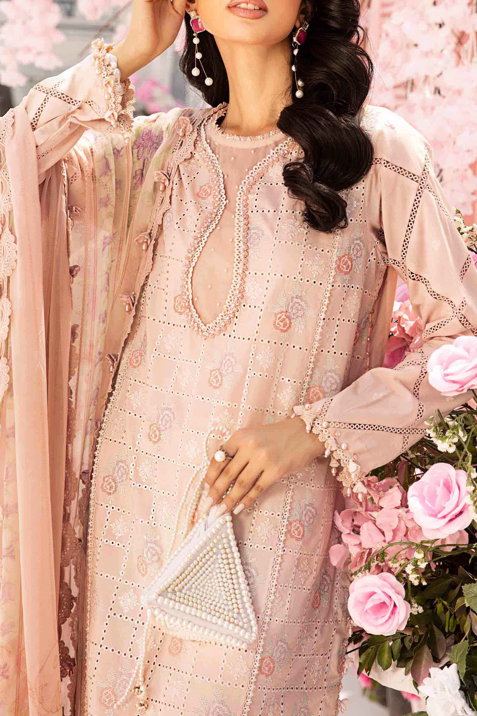 3 Piece Unstitched Embroidered Lawn Suit | MPT-2601-A - MARIA.B