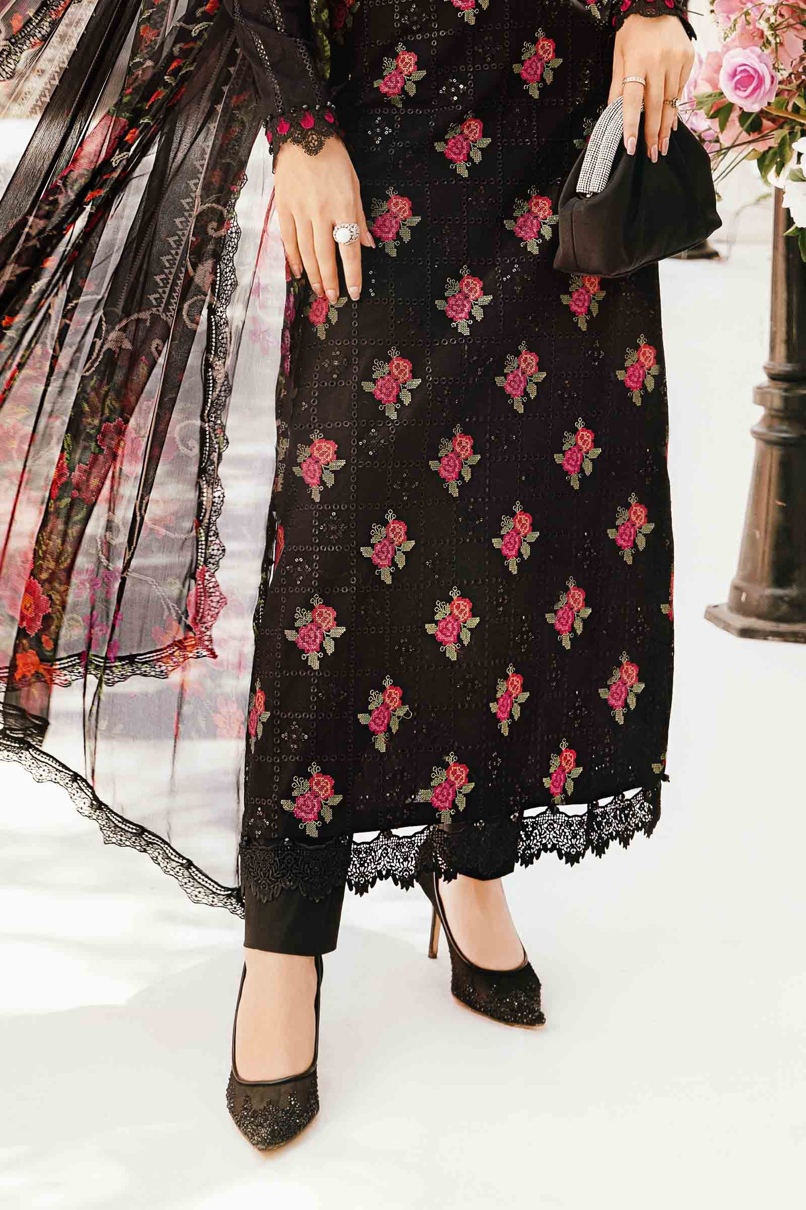 3 Piece Unstitched Embroidered Lawn Suit | MPT-2601-B - MARIA.B