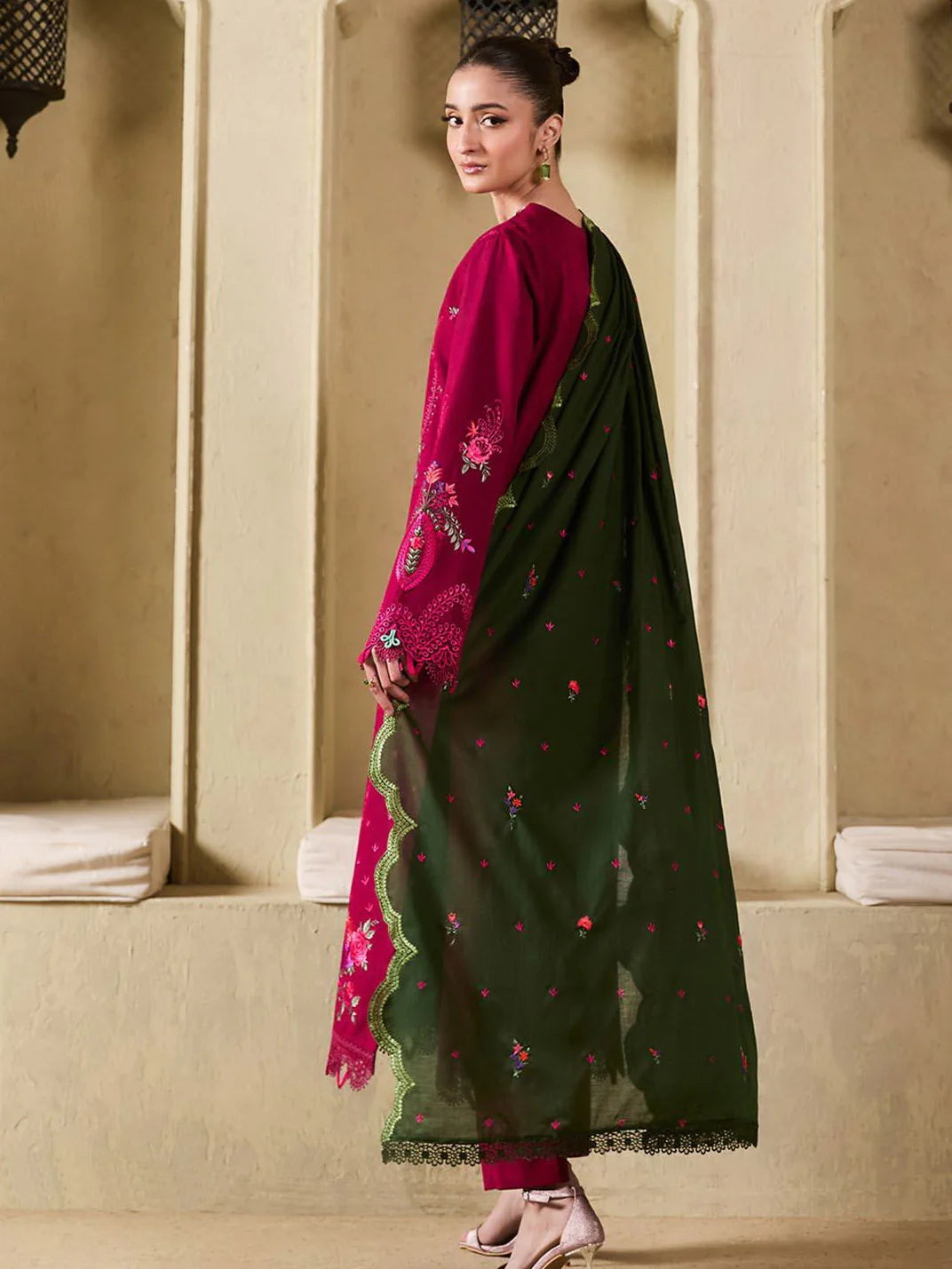 D-01 | Raha by RajBari Premium Summer Embroidered Lawn Unstitched 3Pc Suit