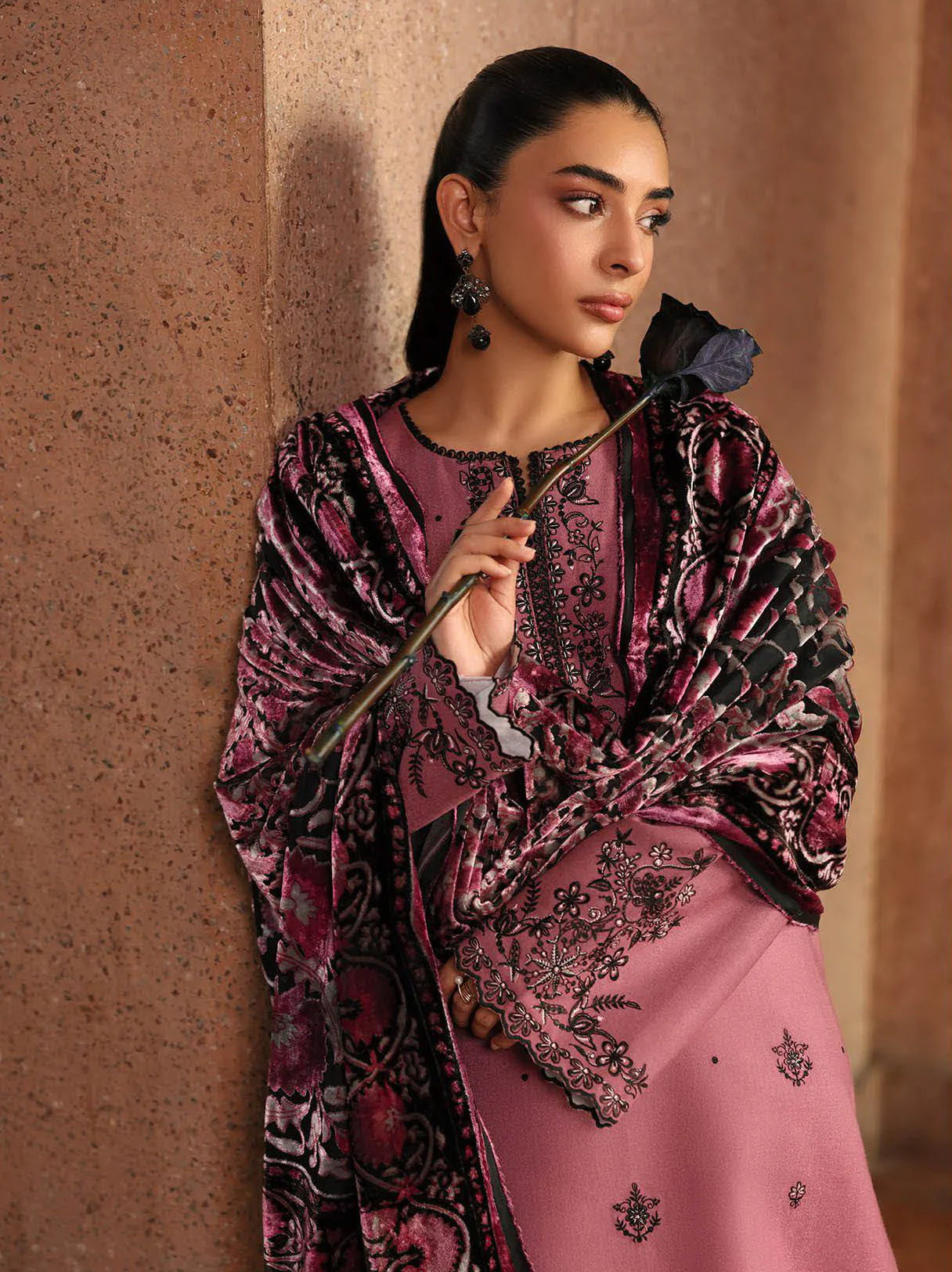 RajBari Premium Embroidered Peach Unstitched 3Pc Suit D-02