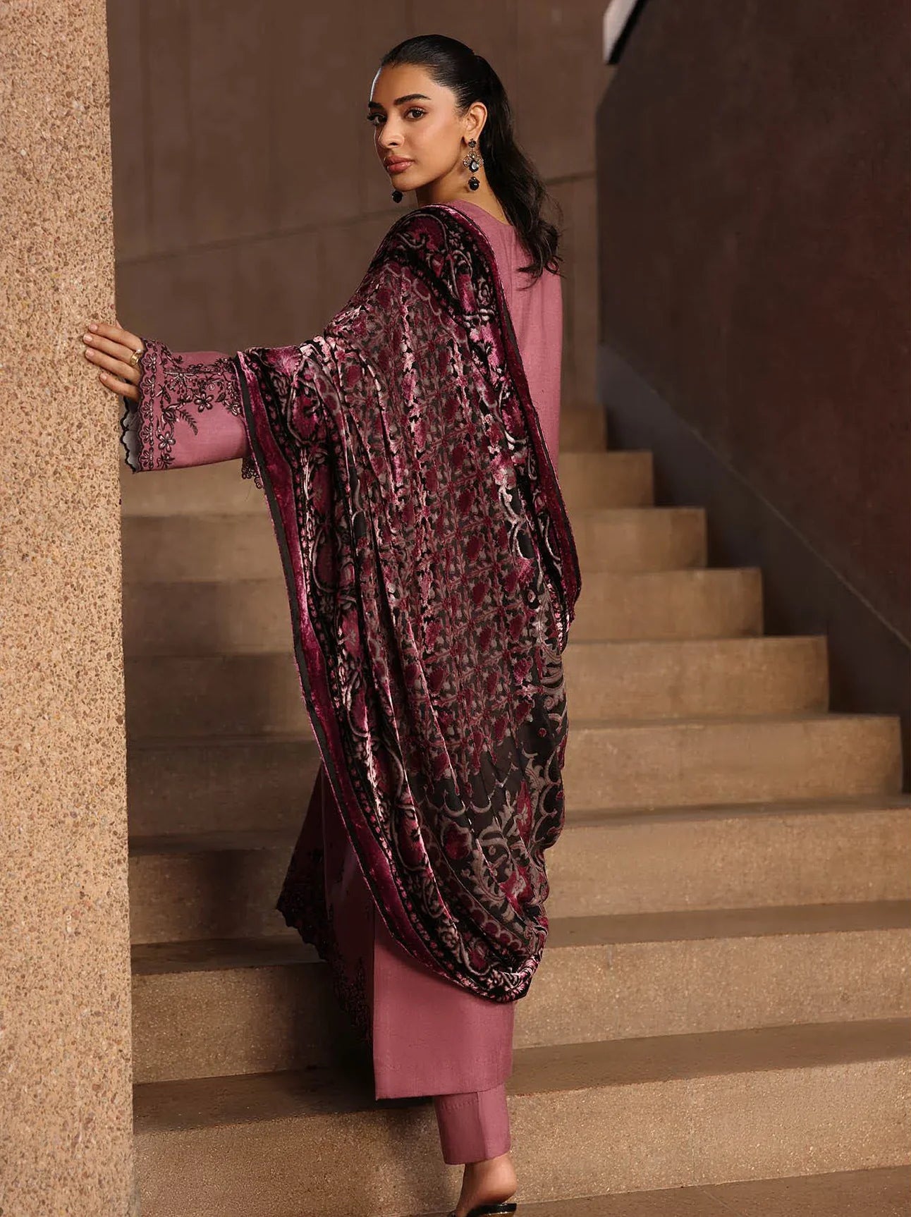 RajBari Premium Embroidered Peach Unstitched 3Pc Suit D-02