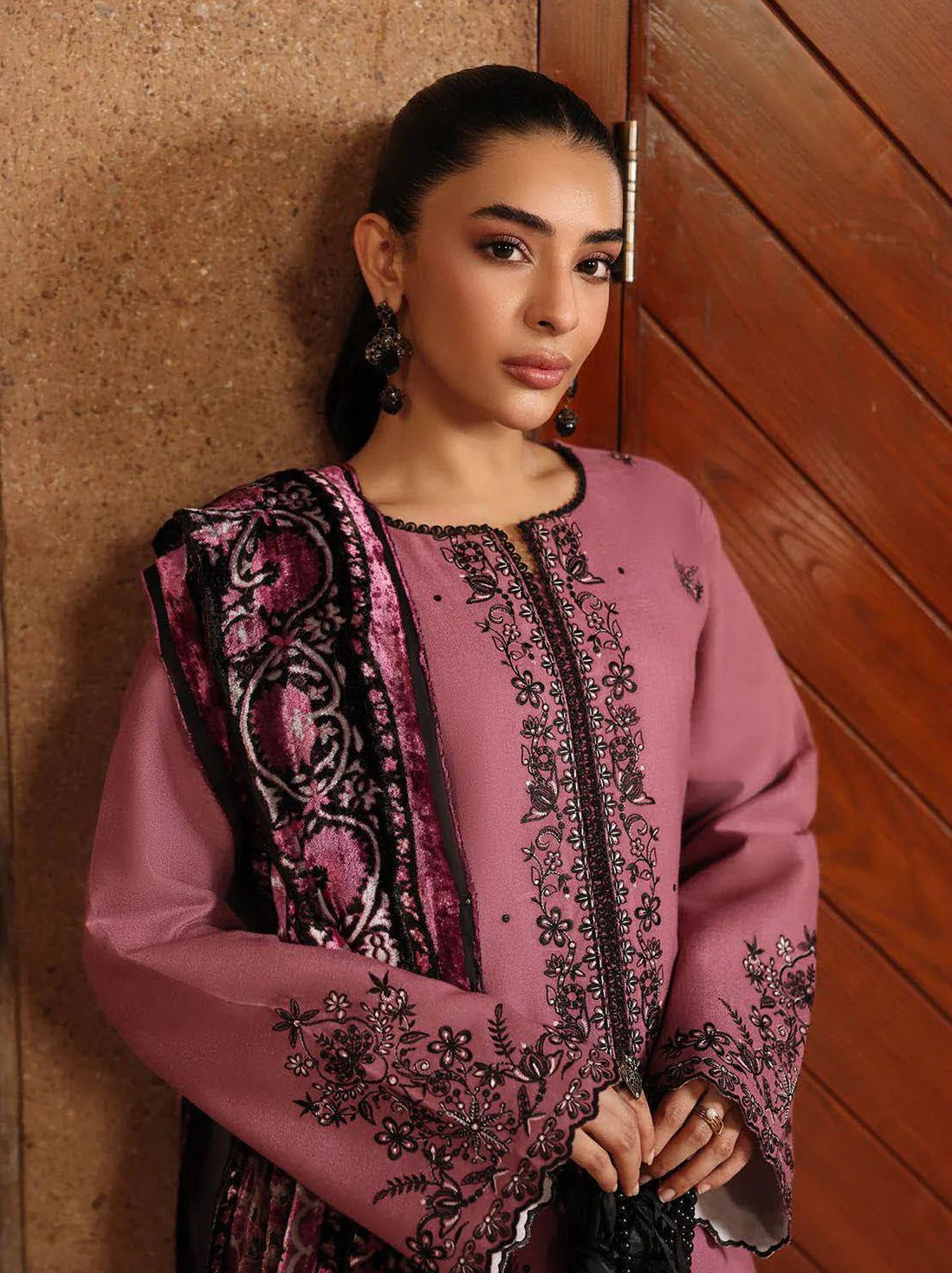 RajBari Premium Embroidered Peach Unstitched 3Pc Suit D-02
