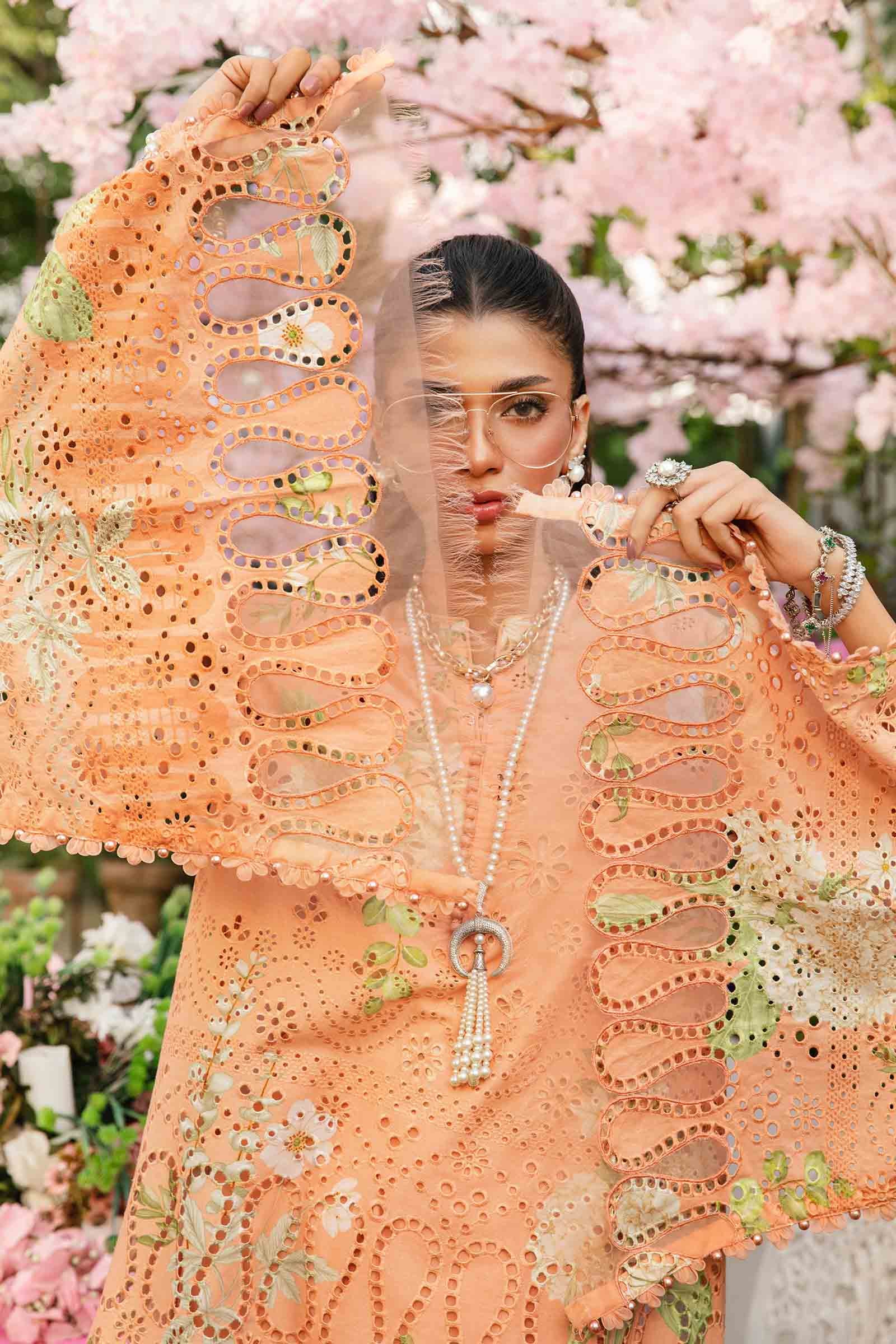 3 Piece Unstitched Embroidered Lawn Suit | MPT-2602-A - MARIA.B