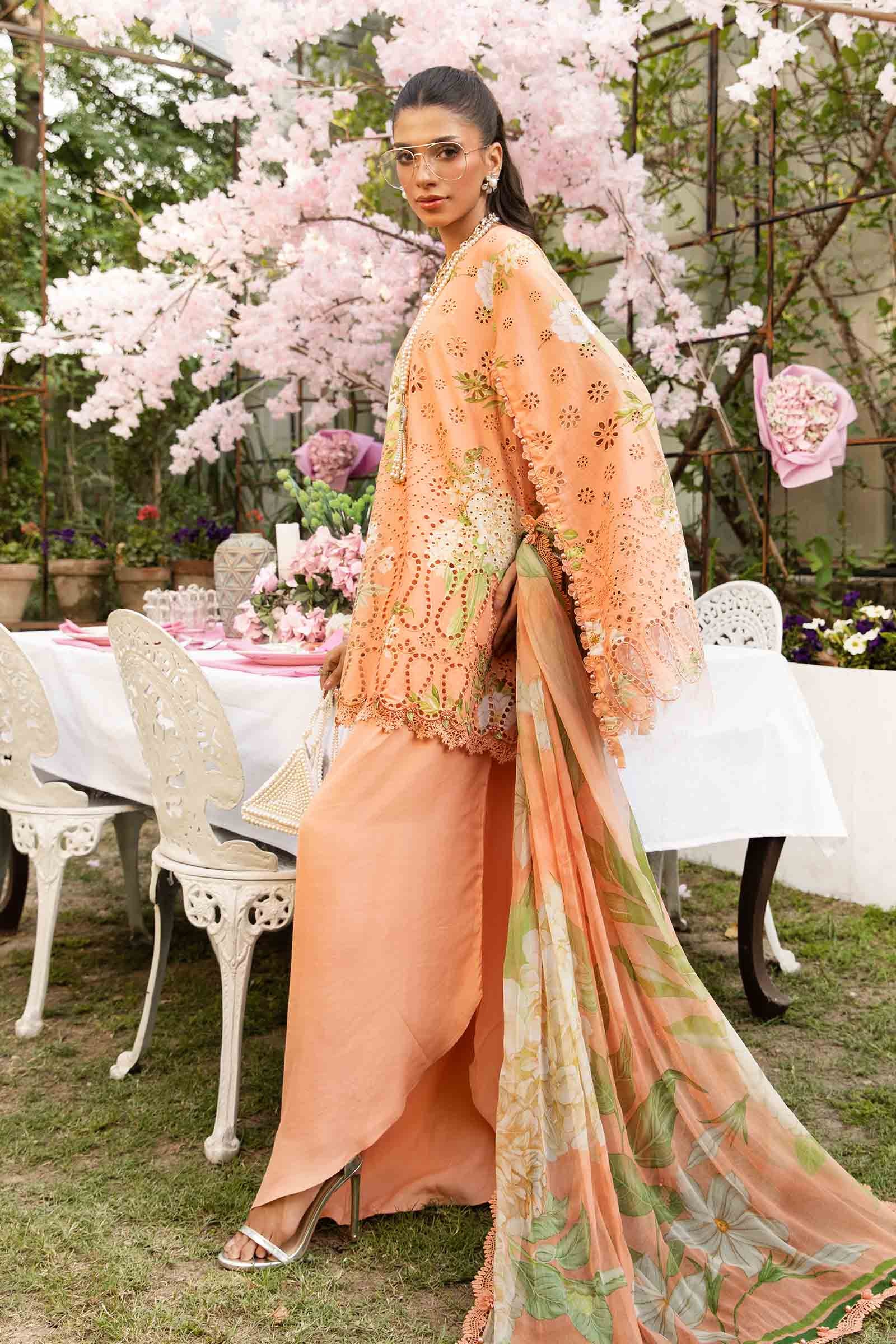 3 Piece Unstitched Embroidered Lawn Suit | MPT-2602-A - MARIA.B