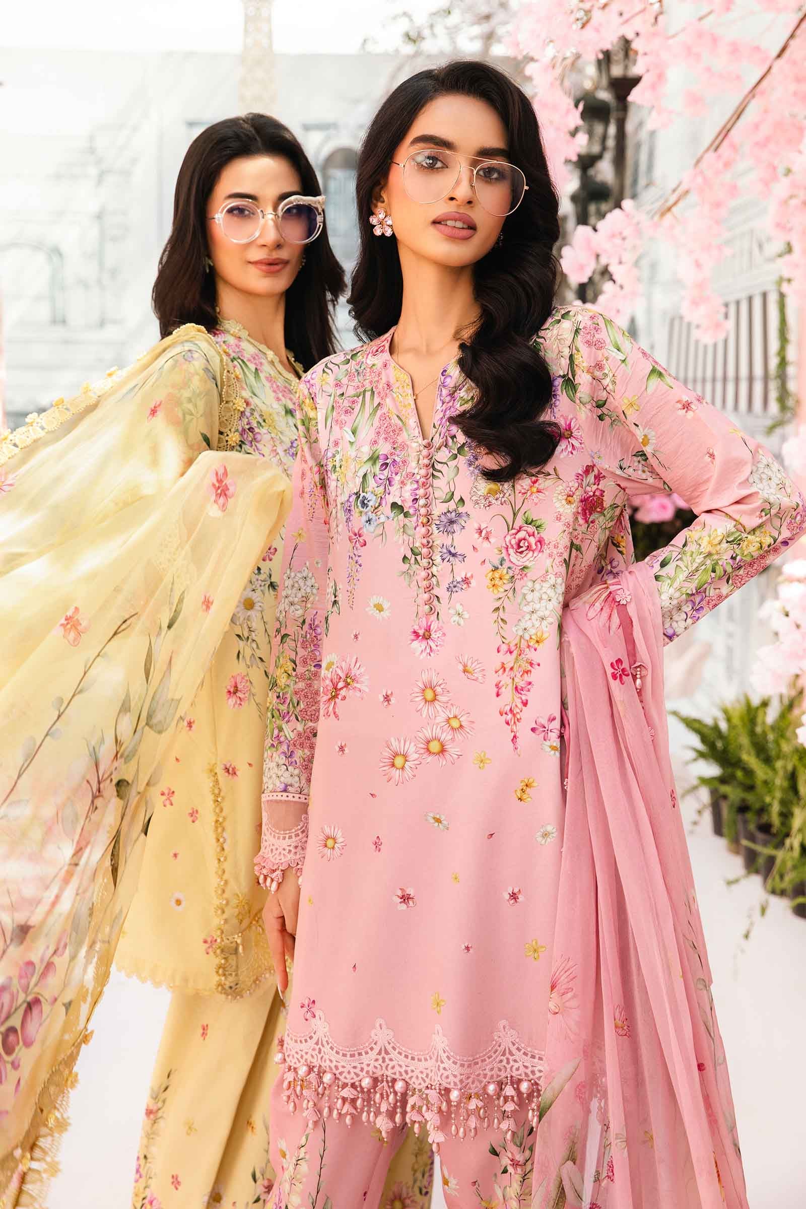 3 Piece Unstitched Embroidered Lawn Suit | MPT-2603-A - MARIA.B