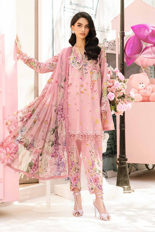 3 Piece Unstitched Embroidered Lawn Suit | MPT-2603-B - MARIA.B