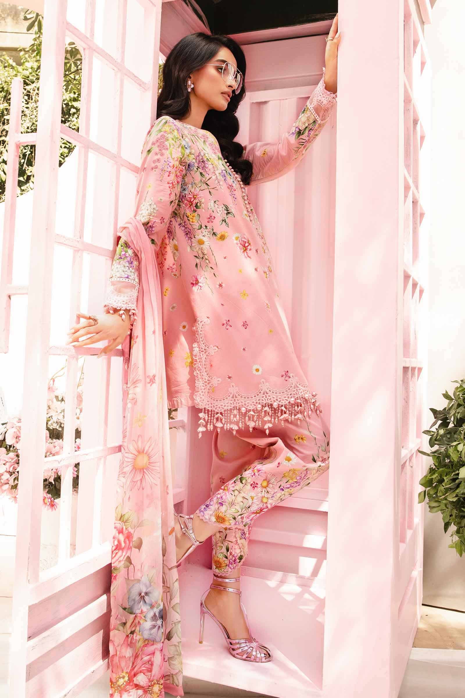 3 Piece Unstitched Embroidered Lawn Suit | MPT-2603-B - MARIA.B