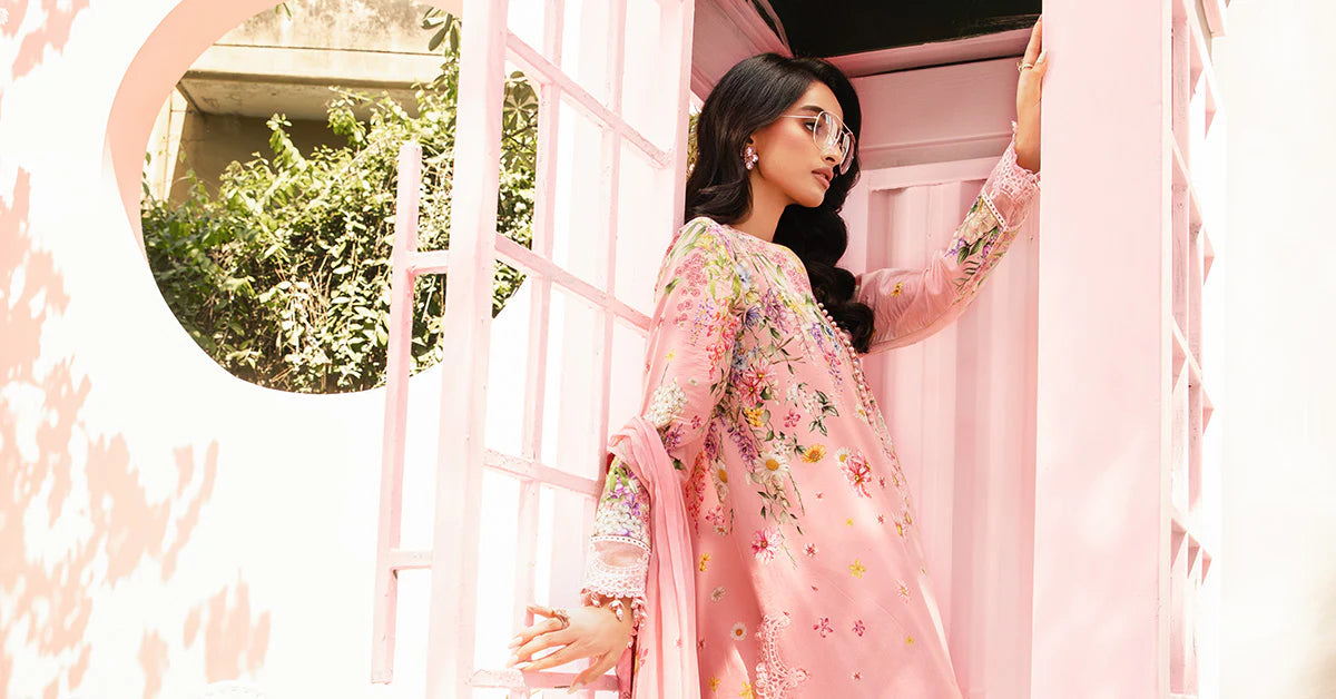 3 Piece Unstitched Embroidered Lawn Suit | MPT-2603-B - MARIA.B