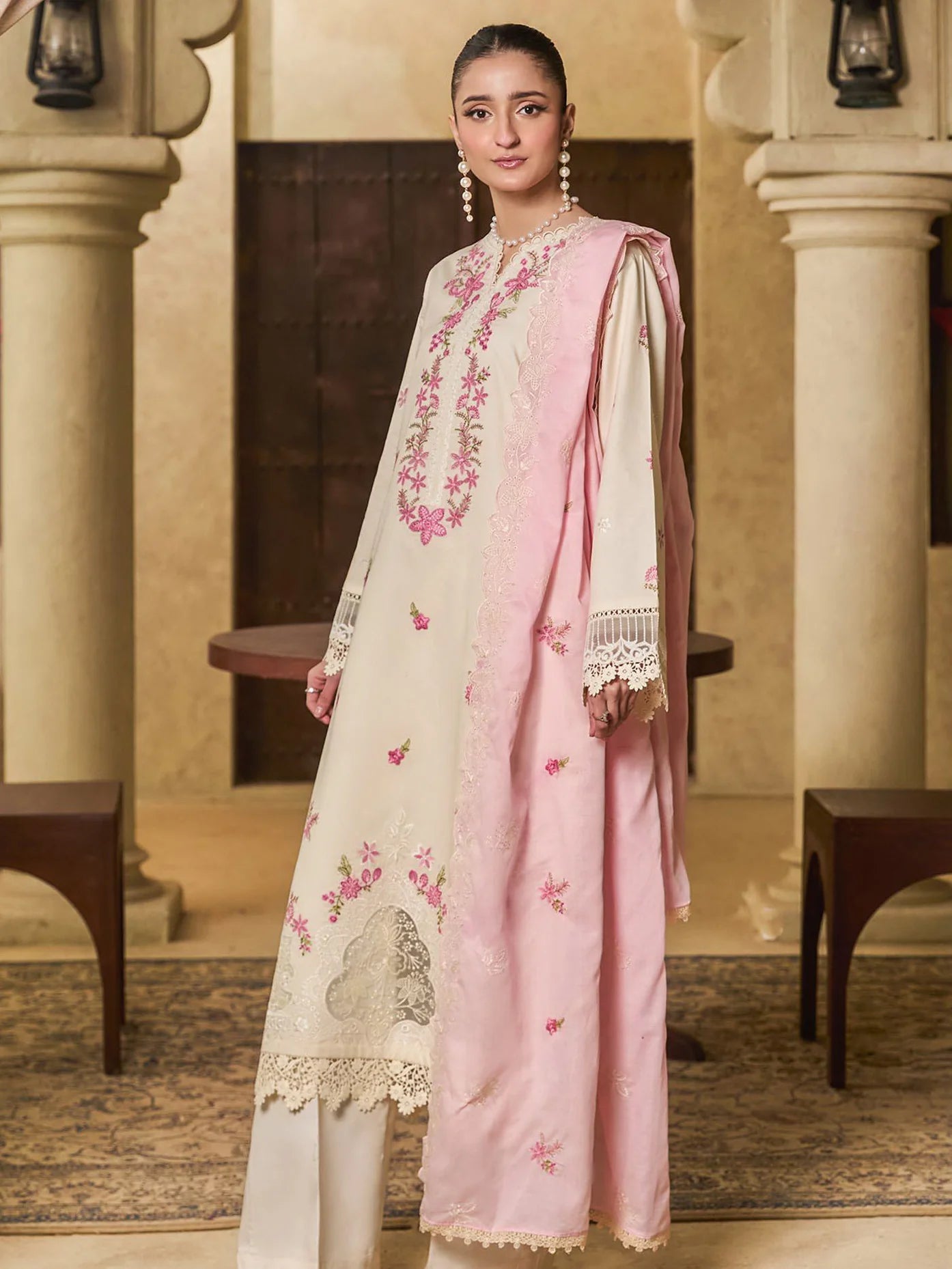 D-04 | Raha by RajBari Premium Summer Embroidered Lawn Unstitched 3Pc Suit
