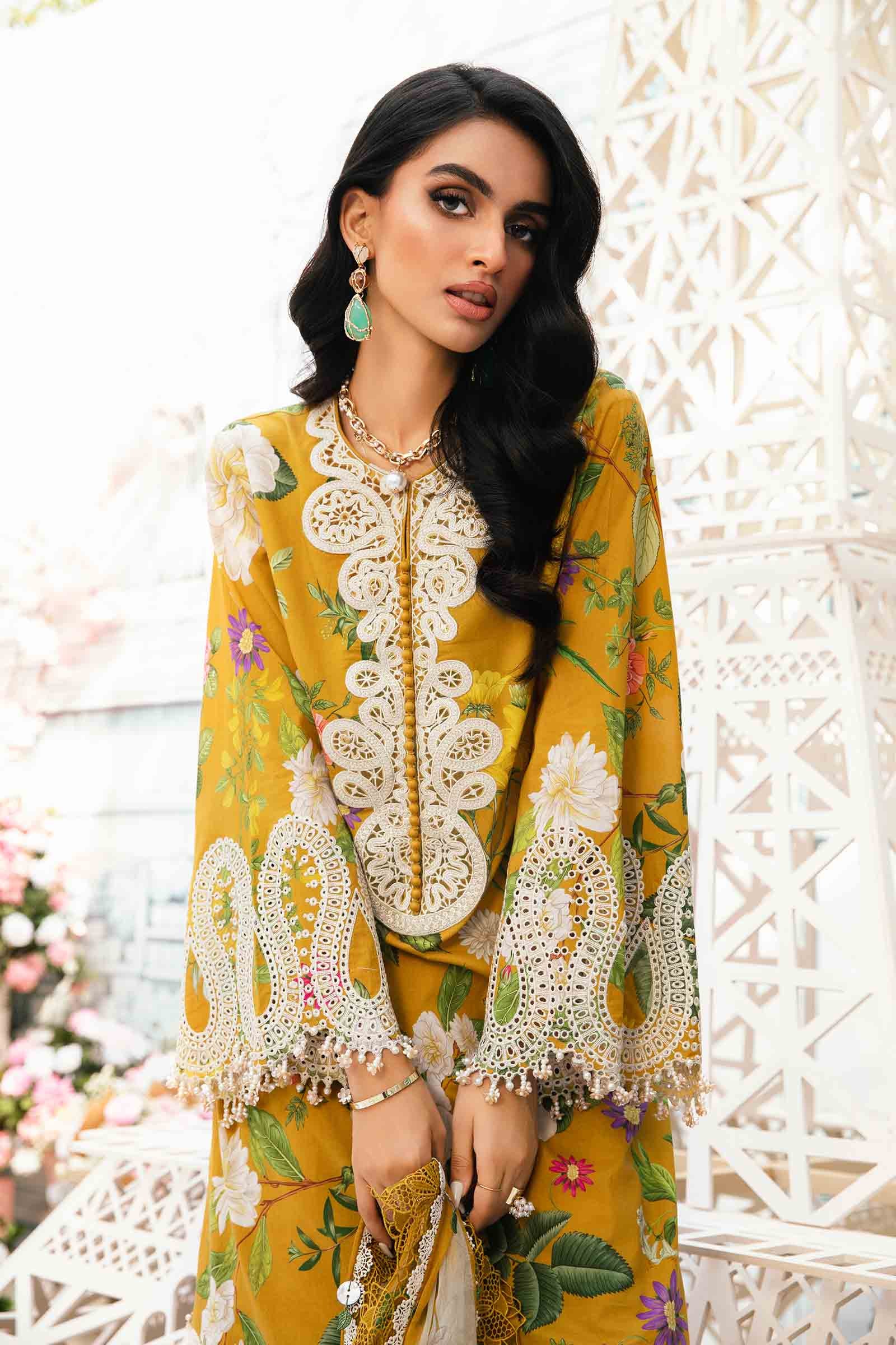 3 Piece Unstitched Embroidered Lawn Suit | MPT-2604-B - MARIA.B