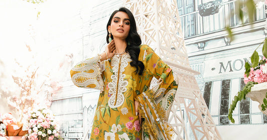 3 Piece Unstitched Embroidered Lawn Suit | MPT-2604-B - MARIA.B