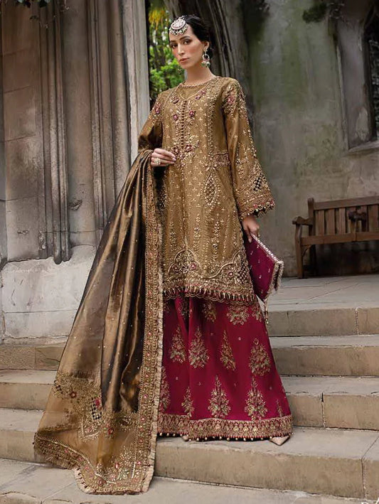 Maria.B Soiree Embroidered Raw Silk Unstitched 3Pc Suit WF-09-04