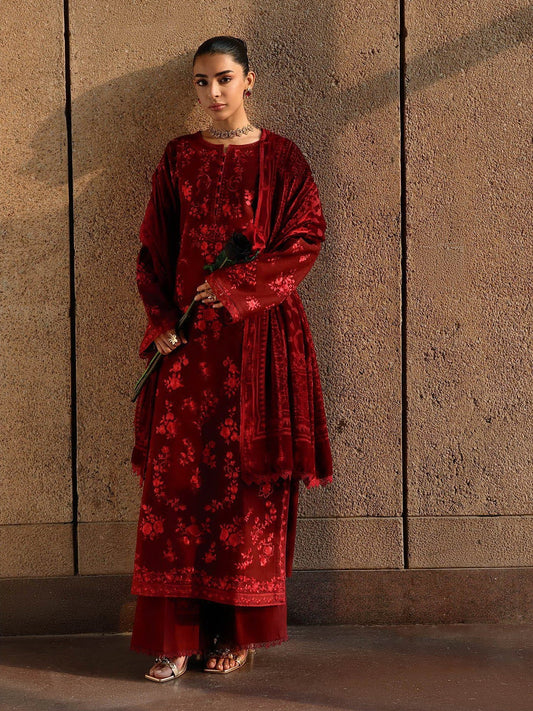 RajBari Premium Embroidered Peach Unstitched 3Pc Suit D-04