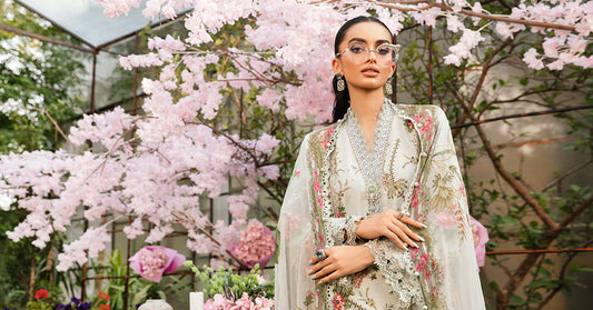 3 Piece Unstitched Embroidered Lawn Suit | MPT-2605-B - MARIA.B