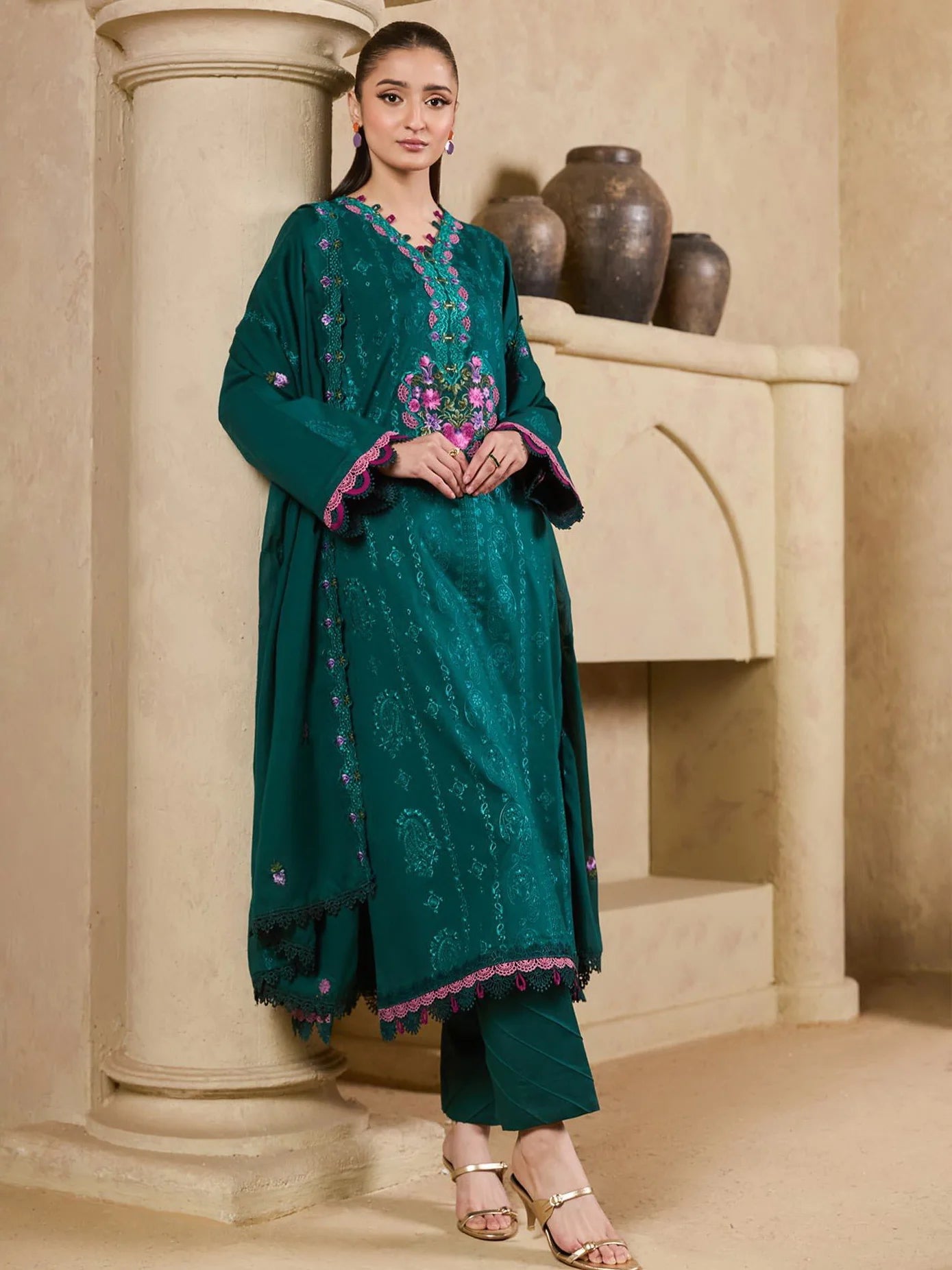 D-05 | Raha by RajBari Premium Summer Embroidered Lawn Unstitched 3Pc Suit