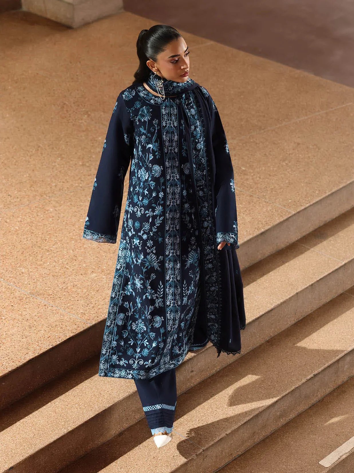 RajBari Premium Embroidered Peach Unstitched 3Pc Suit D-06