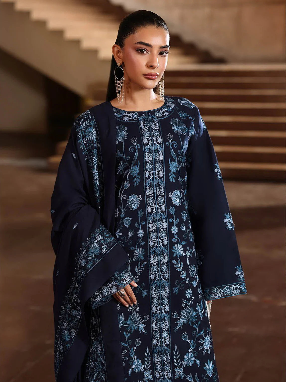 RajBari Premium Embroidered Peach Unstitched 3Pc Suit D-06