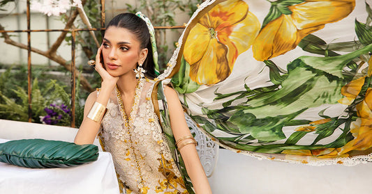 3 Piece Unstitched Embroidered Lawn Suit | MPT-2606-A - MARIA.B