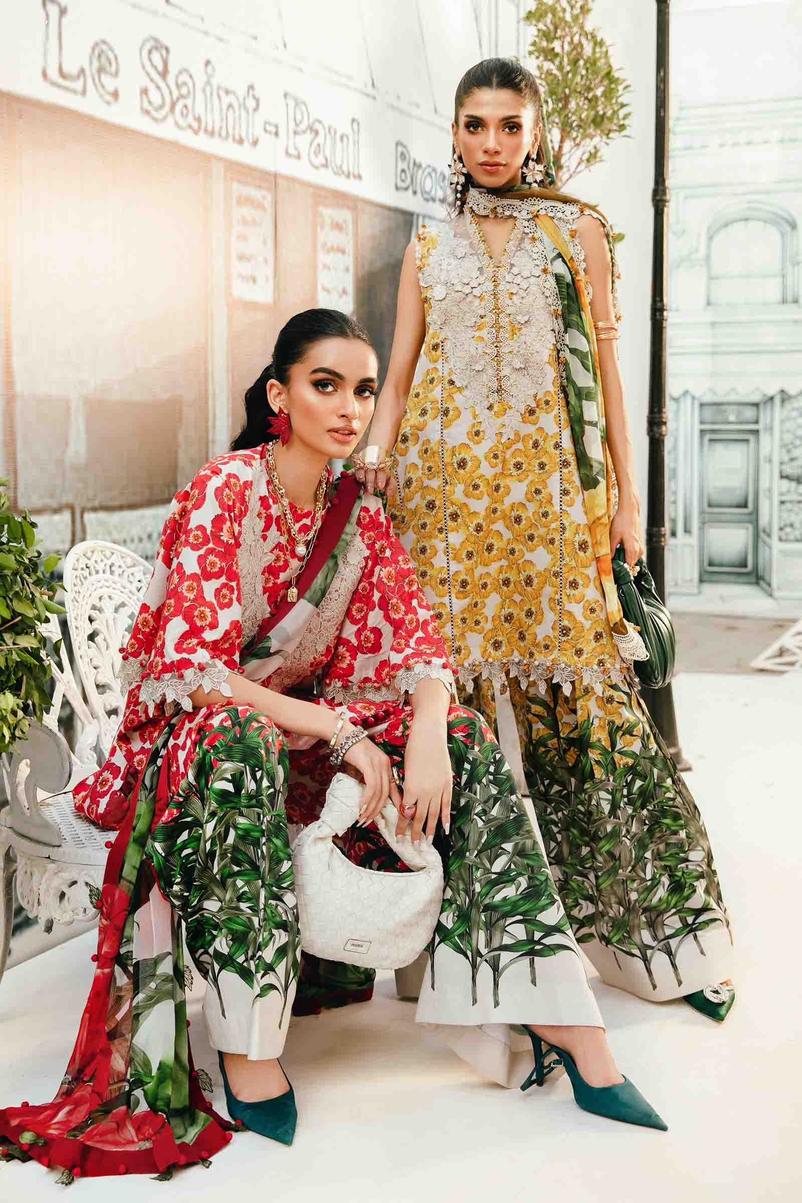 3 Piece Unstitched Embroidered Lawn Suit | MPT-2606-A - MARIA.B