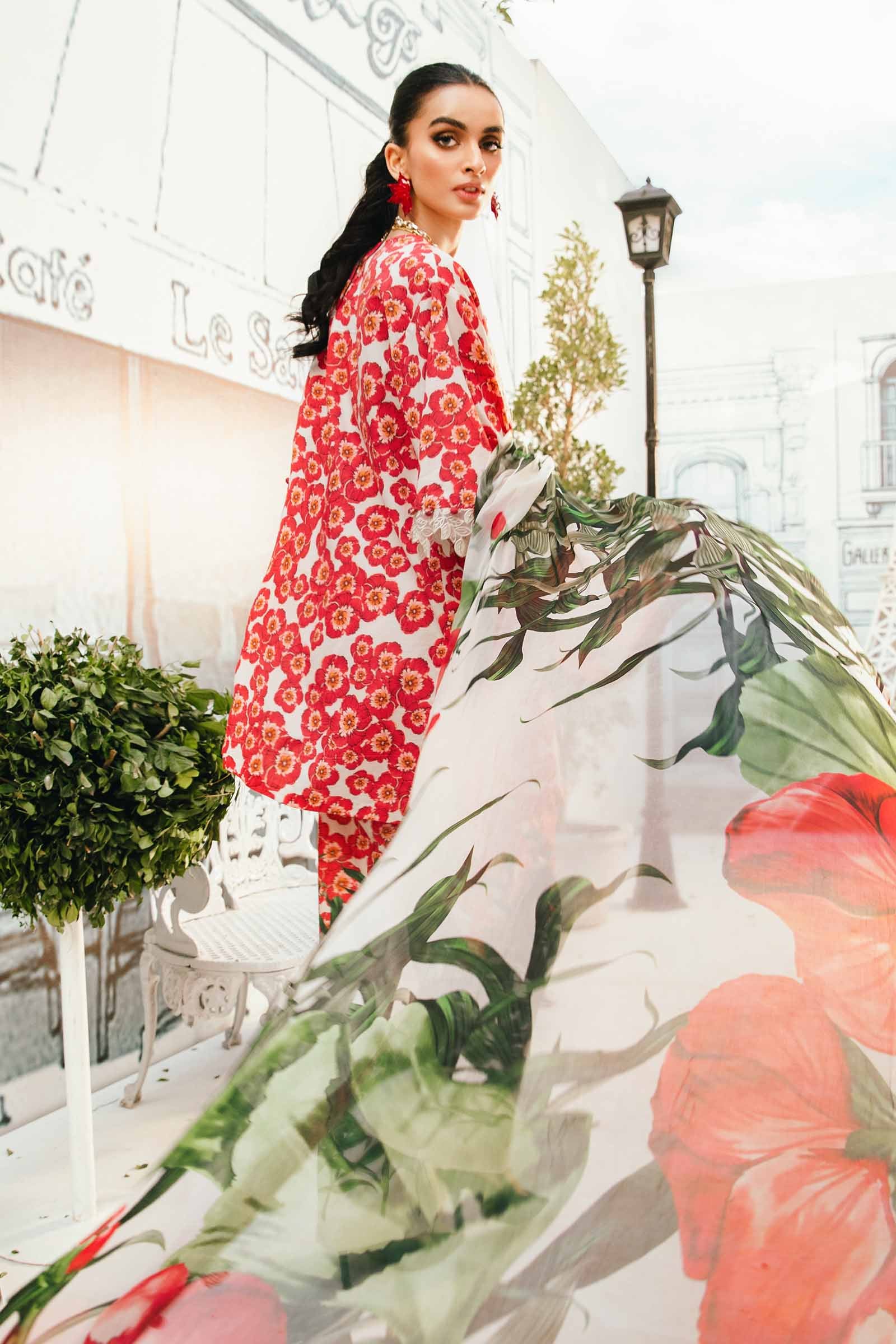 3 Piece Unstitched Embroidered Lawn Suit | MPT-2606-B - MARIA.B
