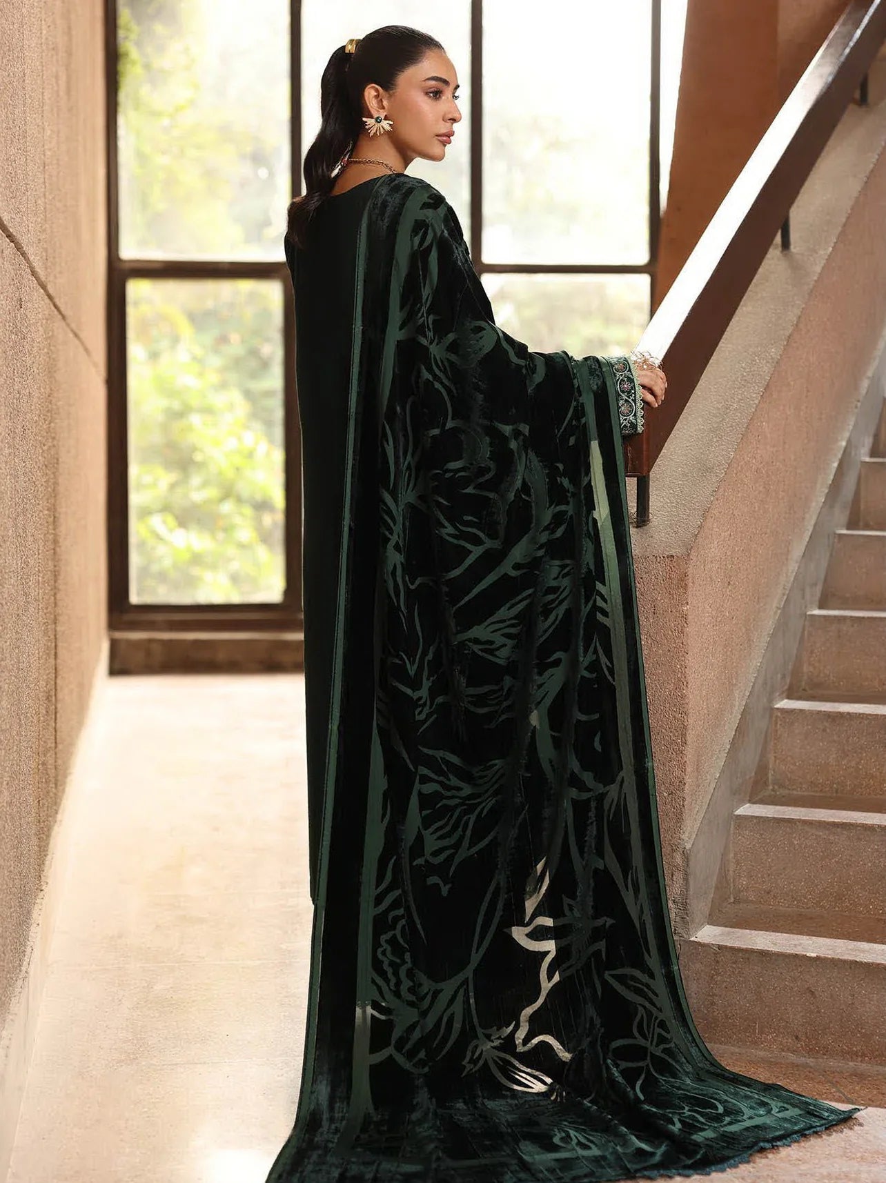 RajBari Premium Embroidered Peach Unstitched 3Pc Suit D-09