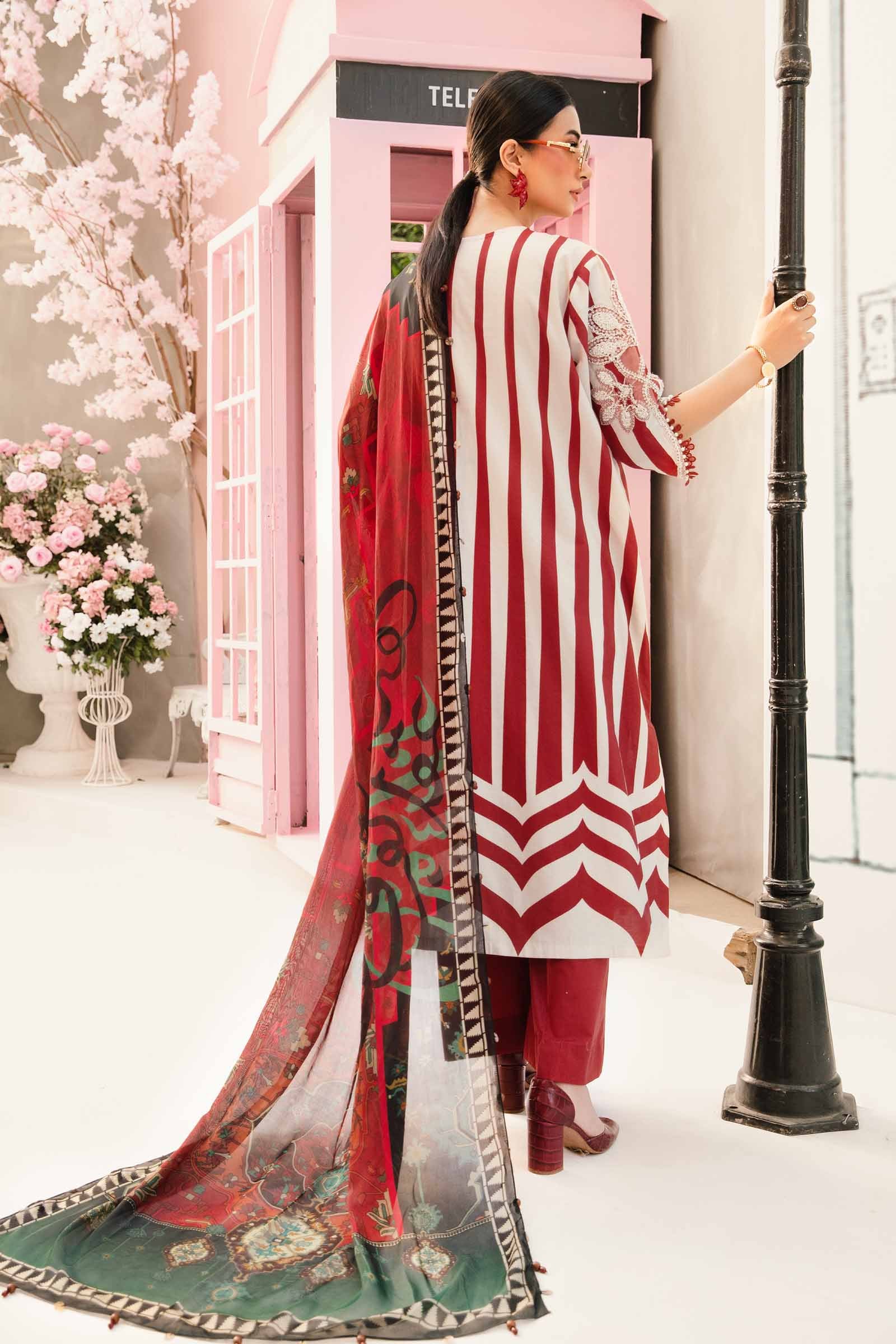 3 Piece Unstitched Embroidered Lawn Suit | MPT-2609-A - MARIA.B